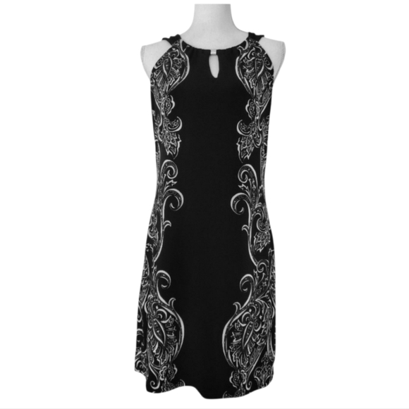 White House Black Market Dresses & Skirts - White House Black Market Black and White Paisley Dress Sleeveless Halter Size S